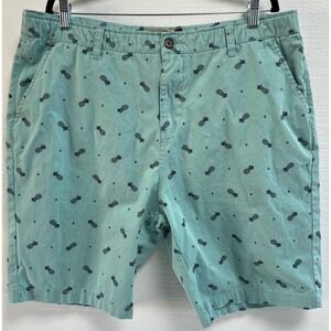 Hudson & Barrow NYC  Shorts Men's Size 38‎ Pineapple Aqua Blue Flat Front Beach
